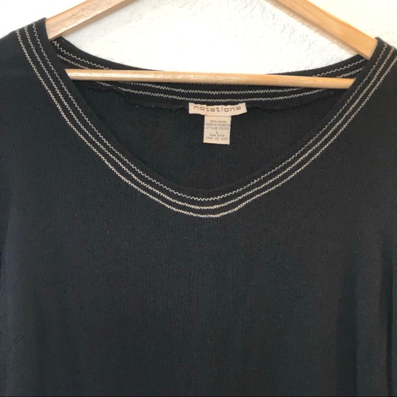 Notations Black Long Sleeve Top~ Size Large - Picture 2 of 7